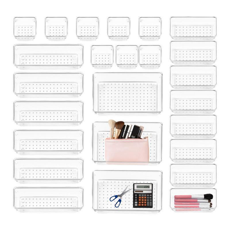 Schubladen-Organizer-Set 25 Stück Küchen schubladen schrank Organizer-Tabletts Stapelbare Küchen schubladen schrank Organizer-Tablett-Schublade
