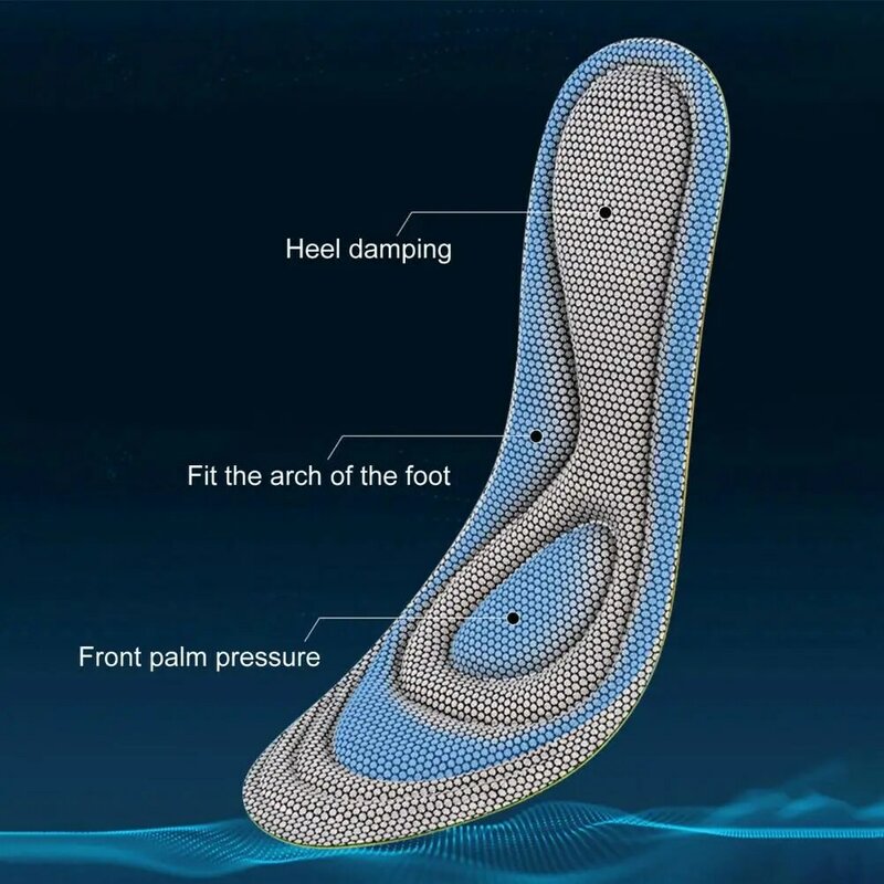 1 Pair Women Men Insoles 3D Design High Elasticity Anti-slip Soft Breathable Sweat Absorption Sponge Nano Deodorant For Sports