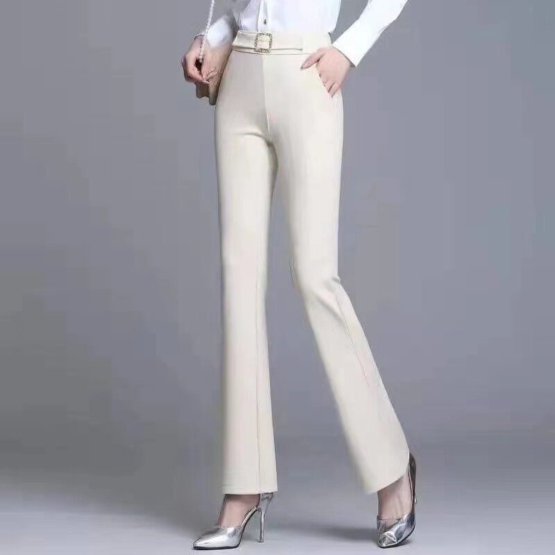 Celana Micro Flare wanita, bawahan Formal elastis pinggang tinggi musim semi dan gugur 2023, serbaguna Fashion