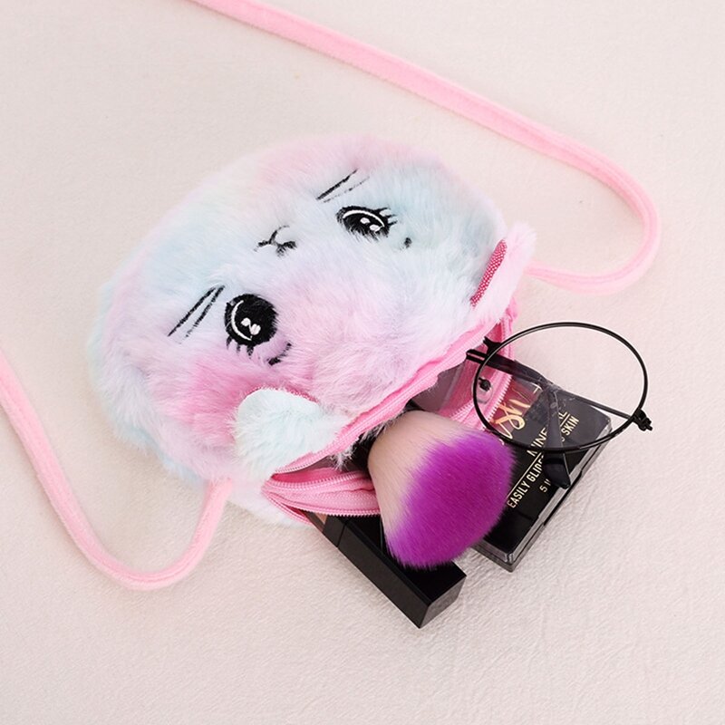 Colorful Tie Dye Cat Bag Cute Backpack Soft Cute Fashion Plush Shoulder Bag College Wind Plush Cat Bag Girl Bag Child's Gift