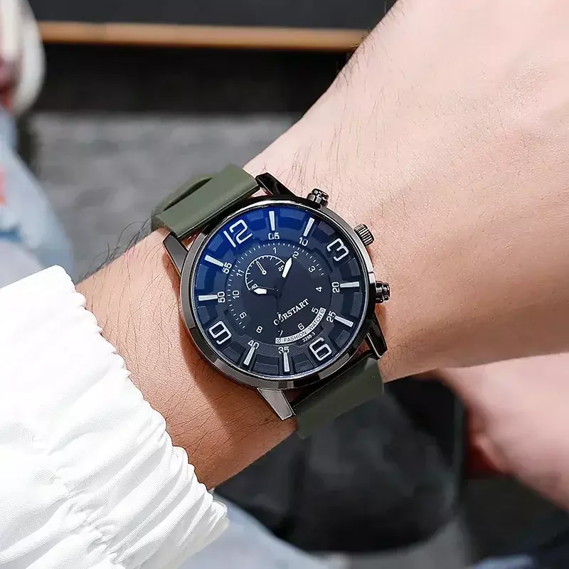 Jam tangan silikon pria, arloji Dial besar Quartz sederhana Reloj kasual untuk hadiah harian Reloj Hombre