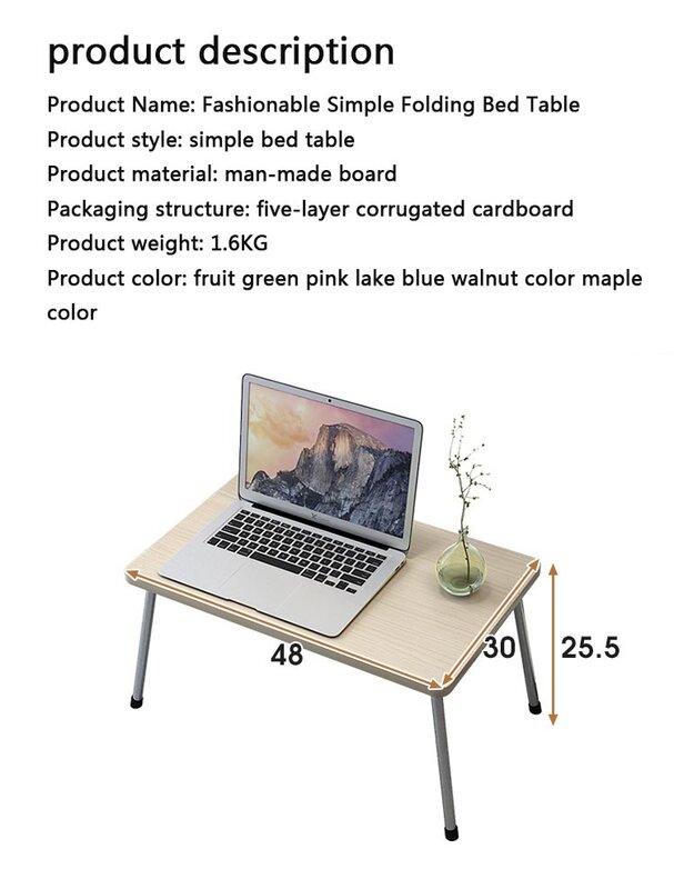 Support de bureau pliable en bois pour ordinateur Portable, Table d'étude, bureau d'ordinateur pliable pour lit, canapé, service à thé