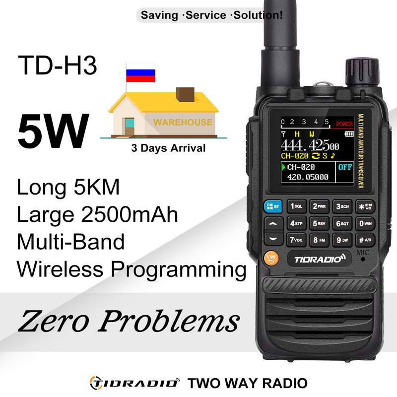 TIDRADIO-walkie-talkie multifuncional H3, teléfono con banda aérea Dual PTT, Radio de largo alcance, aplicación, Cable USB tipo C, programación HAM