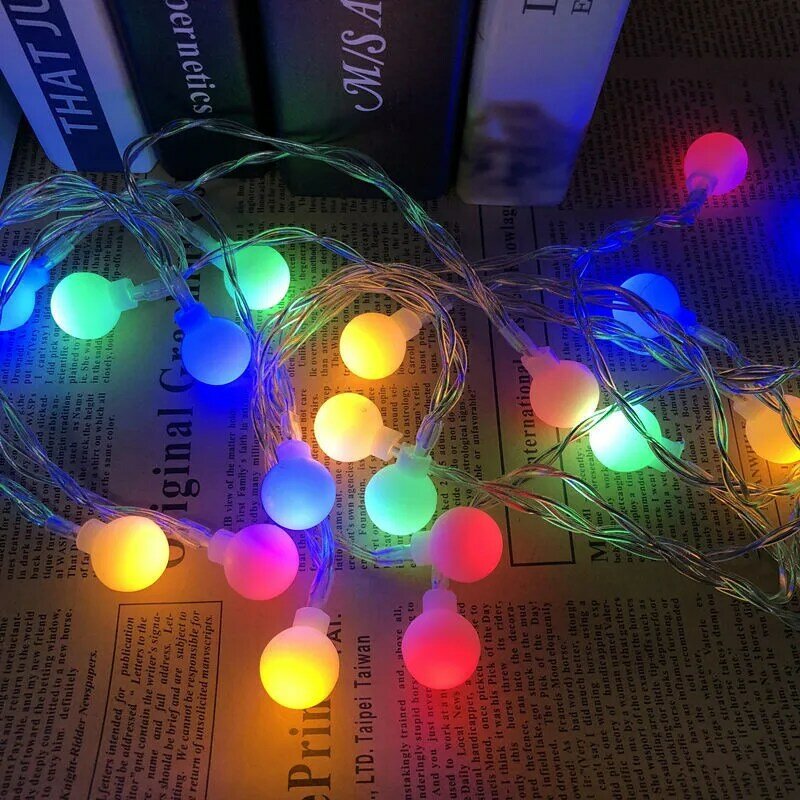 LED 볼 스트링 조명, 크리스마스 전구, 요정 화환, 야외 휴일 웨딩 홈 새해 장식 램프, 10m 100LED, 220V, 110V