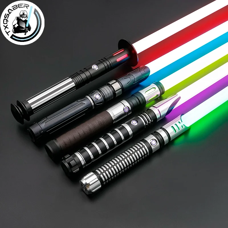 TXQSABER Lightsaber mainan anak RGB / Neo Pixel, Lightsaber halus warna berubah logam Hilt Lock up Blaster Laser pedang Jedi
