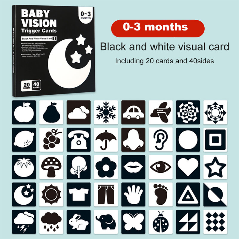 Baby Visuele Stimulatie Kaarten Montessori Hoog Contrast Flash Kaart Baby Cognitie Speelgoed Cadeau Voor Kinderen
