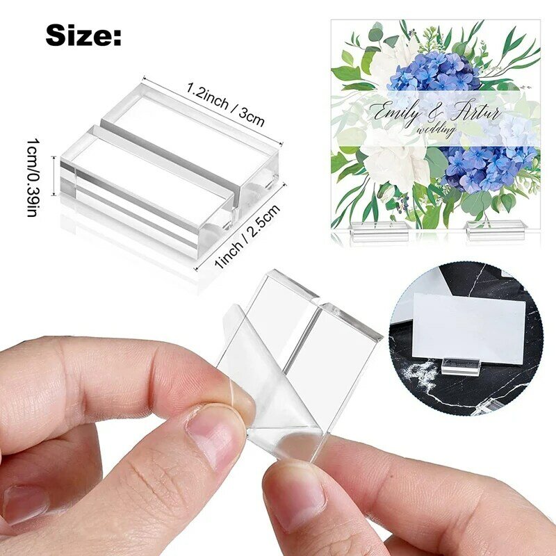 Acrylic Stands Clear Place Card Holders With Card Slot Table Numbers Display Stands Wedding Sign Holders (12 Pieces)