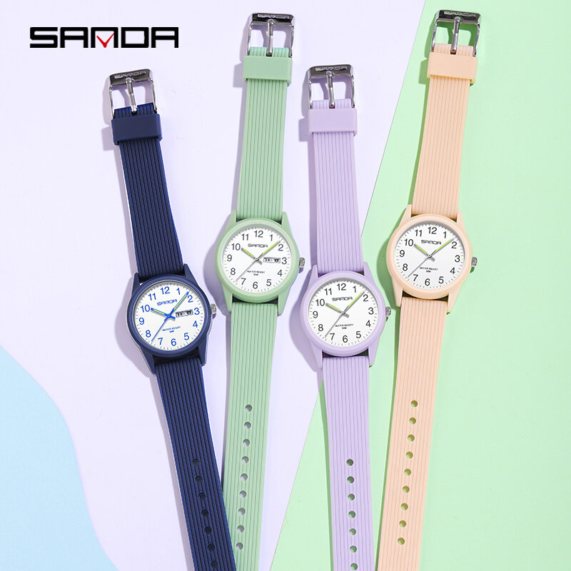 Sanda-Reloj de mano luminoso para hombre y mujer, pulsera de silicona, de cuarzo, Simple, para amantes, regalo, 6090