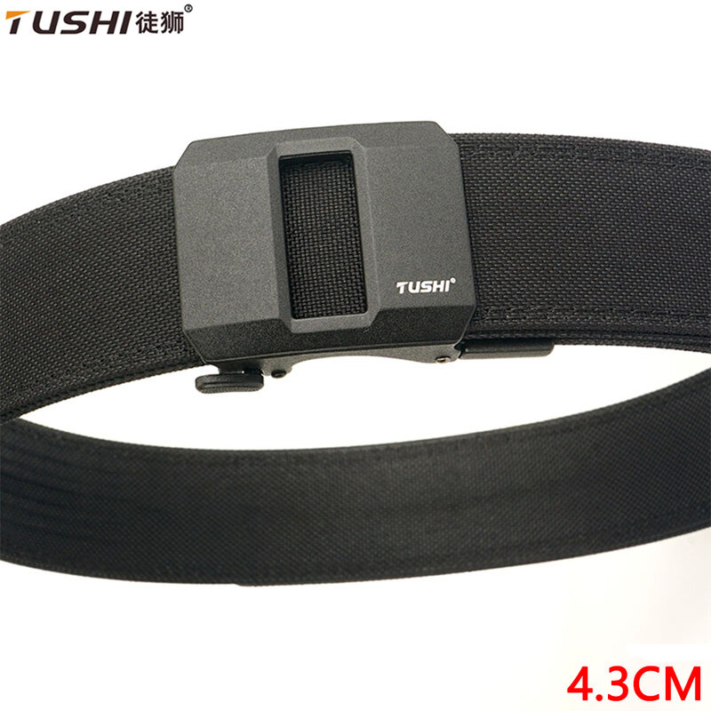 TUSHI 4.3cm New Tactical Gun Belt for Men and Women 1100D Nylon Metal Automatic Buckle Police Military Belt Hunting IPSC Girdles