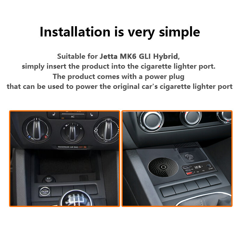 Беспроводная зарядка для Volkswagen Jetta MK6, прикуриватель, быстрая зарядка, автомобильное зарядное устройство для iPhone, HUAWEI, Xiaomi, Samsung
