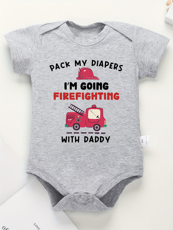 Firefighting Baby Cartoon Cute Onesies Fashion Active Kawaii Funny Toddler Boy Bodysuits Cotton Hot Sale Infant Romper Cheap