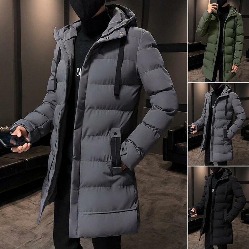 Trench coat masculino de comprimento médio, jaqueta de algodão, roupas com capuz, manga comprida, parka parka, outono e inverno