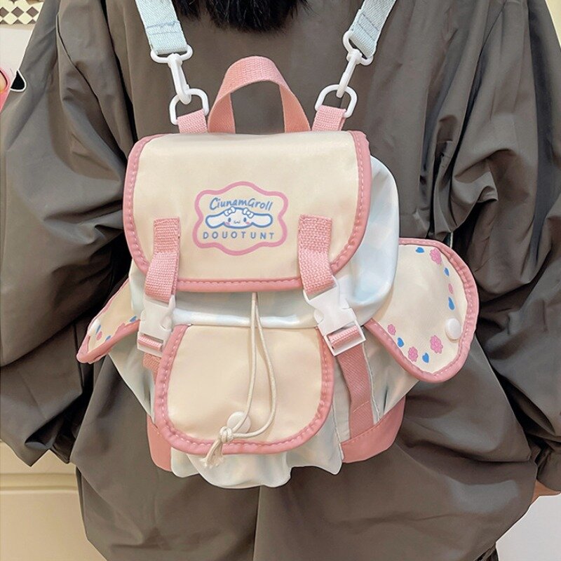 MBTI-Cinnamoroll mochila de nylon feminina, mochilas leves, bolsa casual pequena, estética japonesa, doce, fofa, nova bolsa feminina, moda