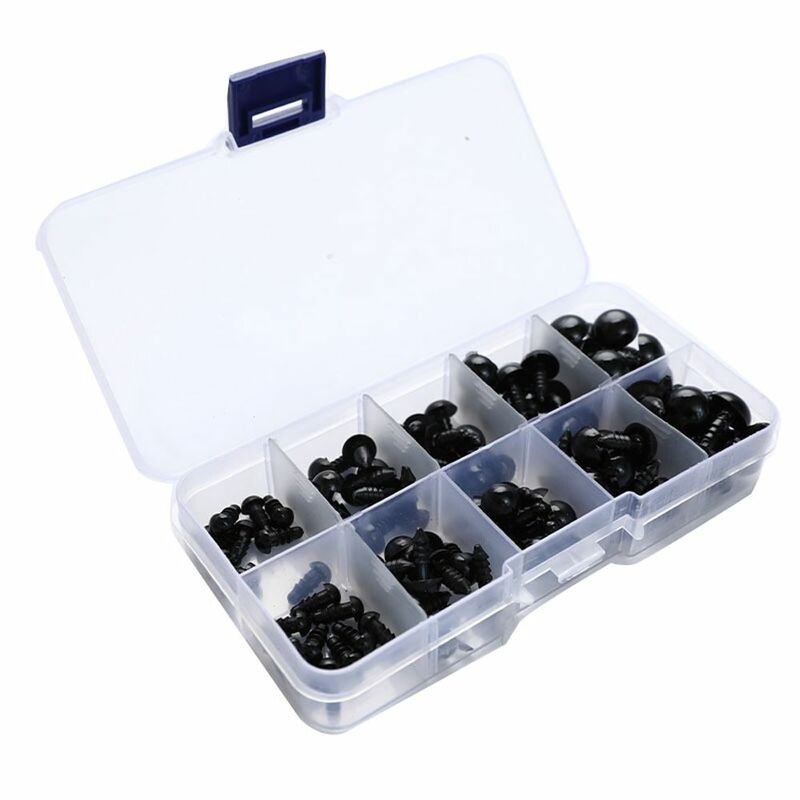 장난감용 블랙 플러시 안전 눈 아미구루미, DIY 재미있는 장난감 눈 동물 액세서리, 100 개, 10mm, 6mm, 8mm, 12mm