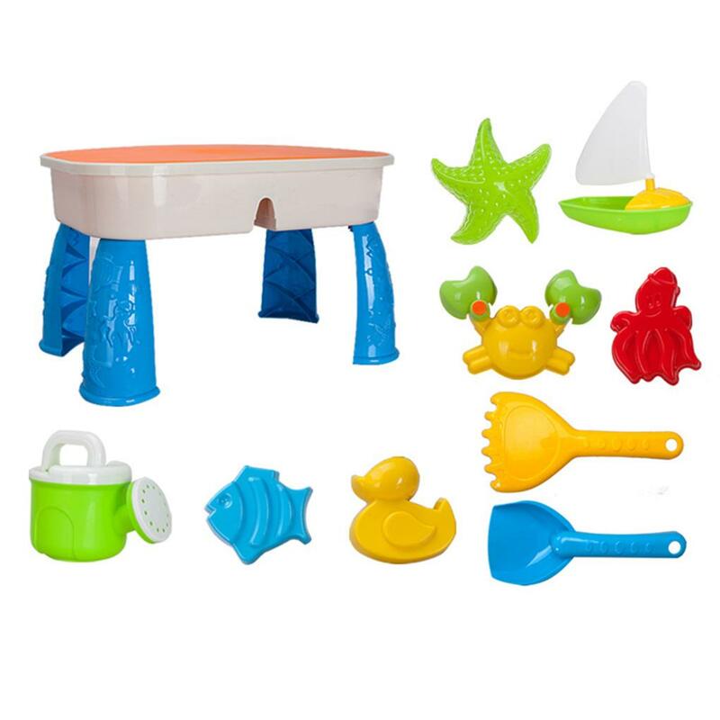 Table d'activités d'eau et de sable pour enfants, avec 9 jouets de plage