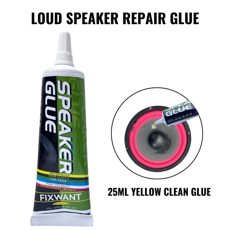 FIXWANT Loud Speaker Repair Glue Foam Side Dust Cap Rubber Edge Cone Basin Strong Adhesive 15/25/50ML Black / Yellow