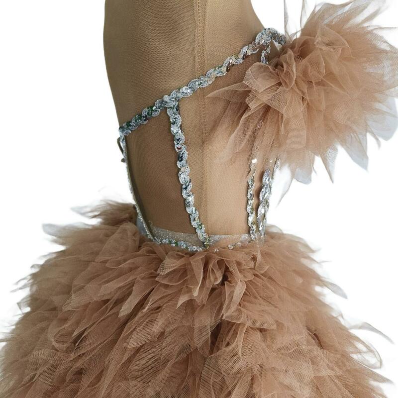 Model baru gaun jaring tembus pandang seksi musim panas wanita gaun pesta wanita elegan Tube Top punggung terbuka gaun pesta Baozha
