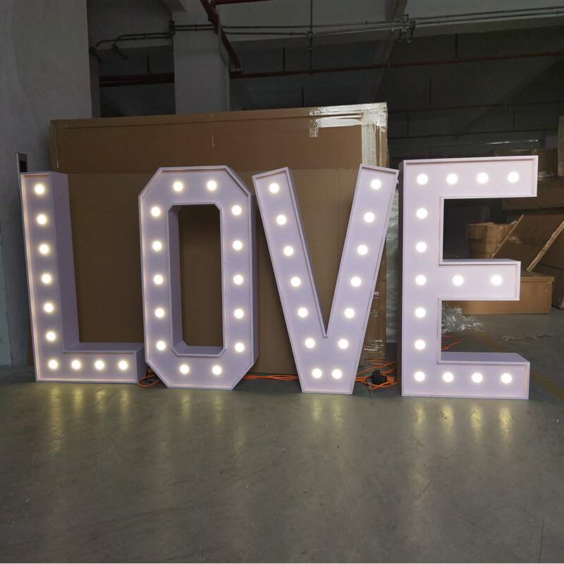 2022 Electronic signs wholesale giant 4ft marquee love letters light up number 5ft props for wedding event decoration