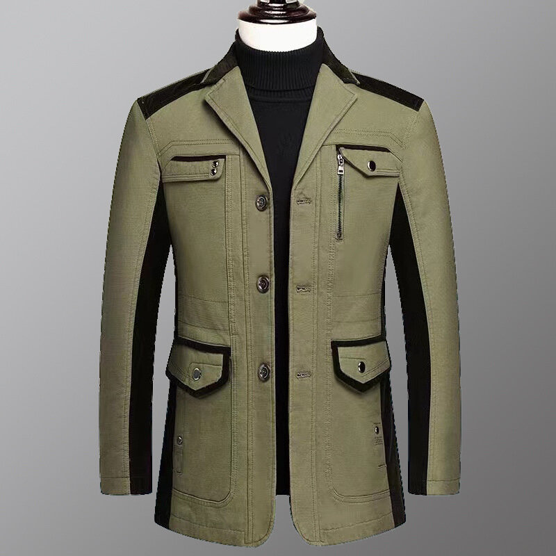 COO-Jaqueta masculina de bolso múltiplo, jaqueta casual de negócios, blazer fino de três botões, outono, 2023