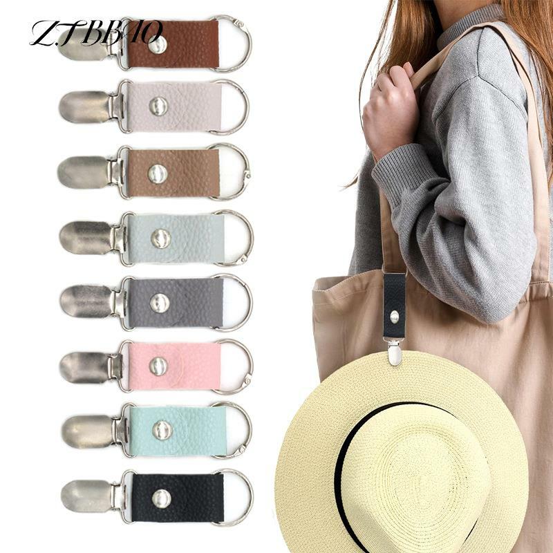 Outdoor Travel PU Leather Hat Clip For Traveling Hanging On Bag Handbag Backpack Luggage For Kids Adults Beach Accessories