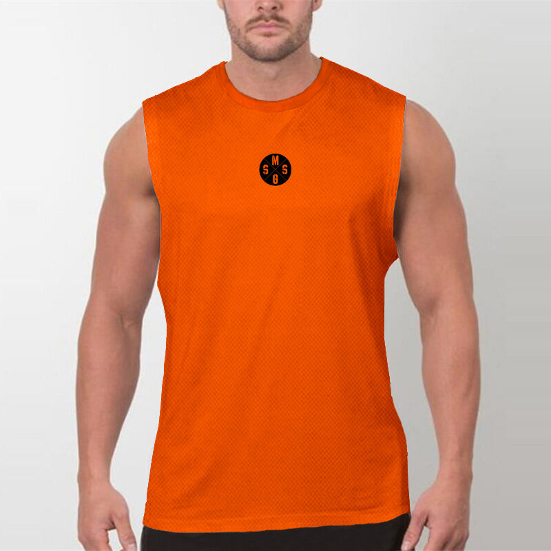 Camiseta de entrenamiento informal sin mangas para hombre, camisa de musculación de gimnasio, malla transpirable, secado rápido, cuello redondo, 8 colores