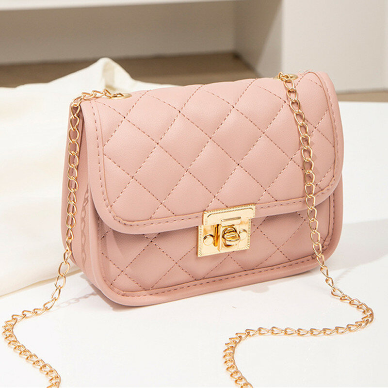 2022 New Fashion Female Shoulder Bag Rhombus Embroidered Solid Color Chain Women's Shoulder Crossbody Casual Trendy Phone Bag