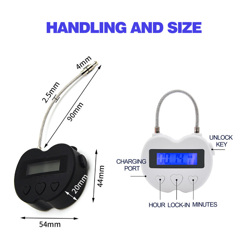 Smart Time Lock LCD Display Time Lock Multifunction Travel Electronic Timer Waterproof USB Rechargeable Temporary Timer Padlock