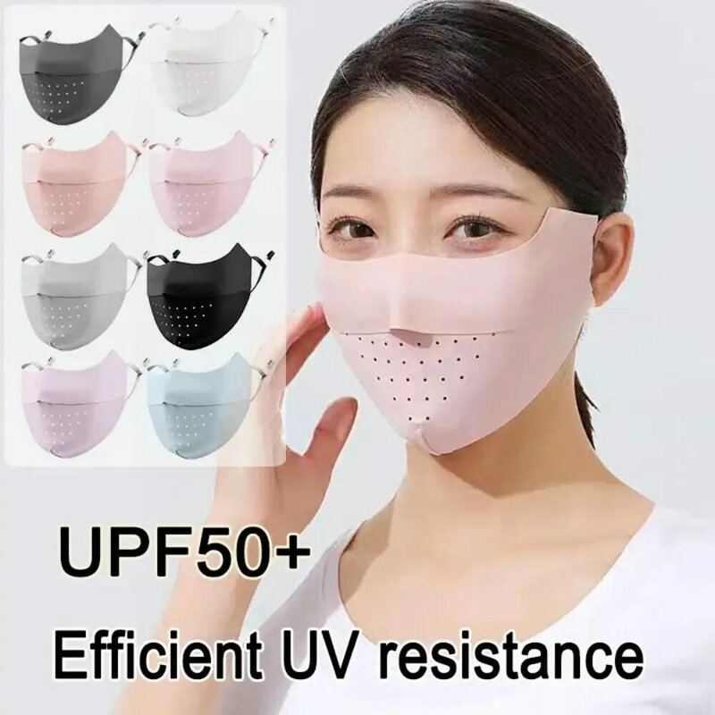 通気性のあるサイクリングフェイスマスク,薄いUV保護,アイスシルク,夏