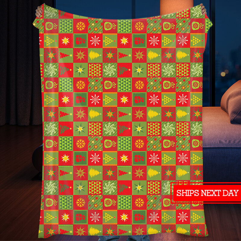 Flanela toque impresso cobertor, elegante e confortável, Super Plush, feriado, Natal
