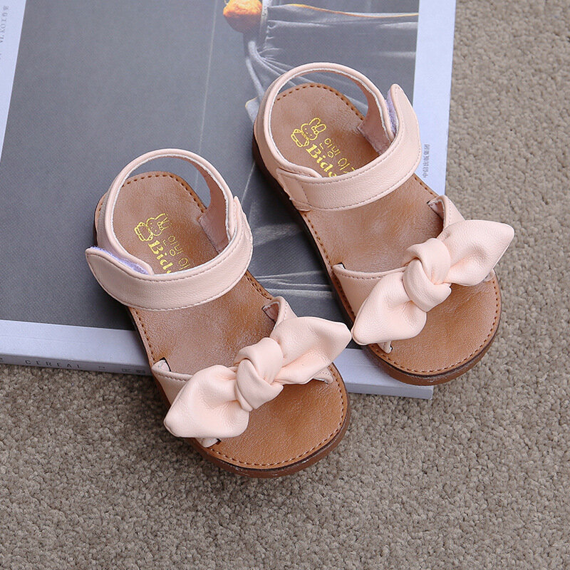 Sandalias clásicas de princesa para niñas, zapatos suaves de verano con lazo, gran oferta, 21-30