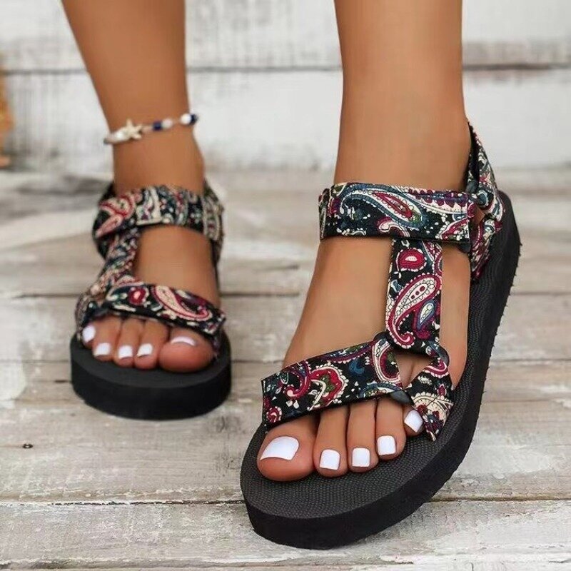 Sandalias de cuña con plataforma para Mujer, zapatos informales de verano, 2024