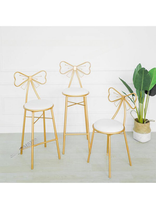 Nowoczesny prosty Bar wysoki stołek Nordic Home krzesło z oparciem stołek kreatywny modna kokardka krzesło barowe