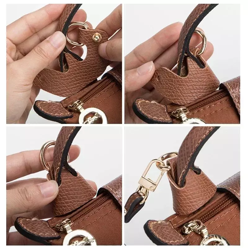3 buah Aksesori transformasi tas untuk Longchamp tali tas Mini bebas lubang tali bahu kulit asli konversi selempang