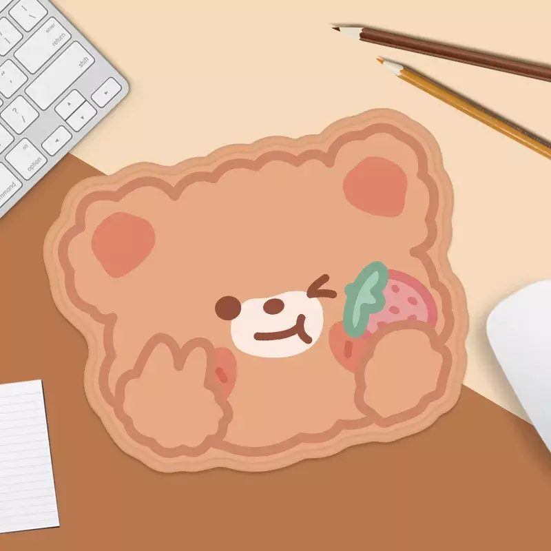 Коврик для мыши в Корейском стиле с мультяшным медведем, милый водонепроницаемый нескользящий креативный Настольный коврик для учеников и офисов