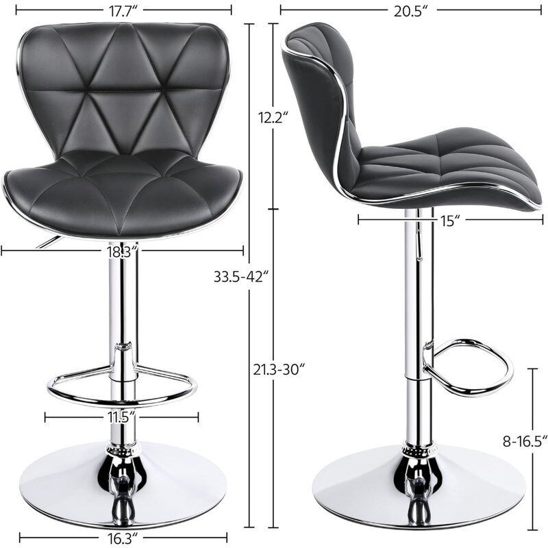 เก้าอี้เกาะเก้าอี้บาร์4ชิ้นเก้าอี้สตูลหมุนได้หนัง PU แบบปรับได้ชุดเก้าอี้สตูล
