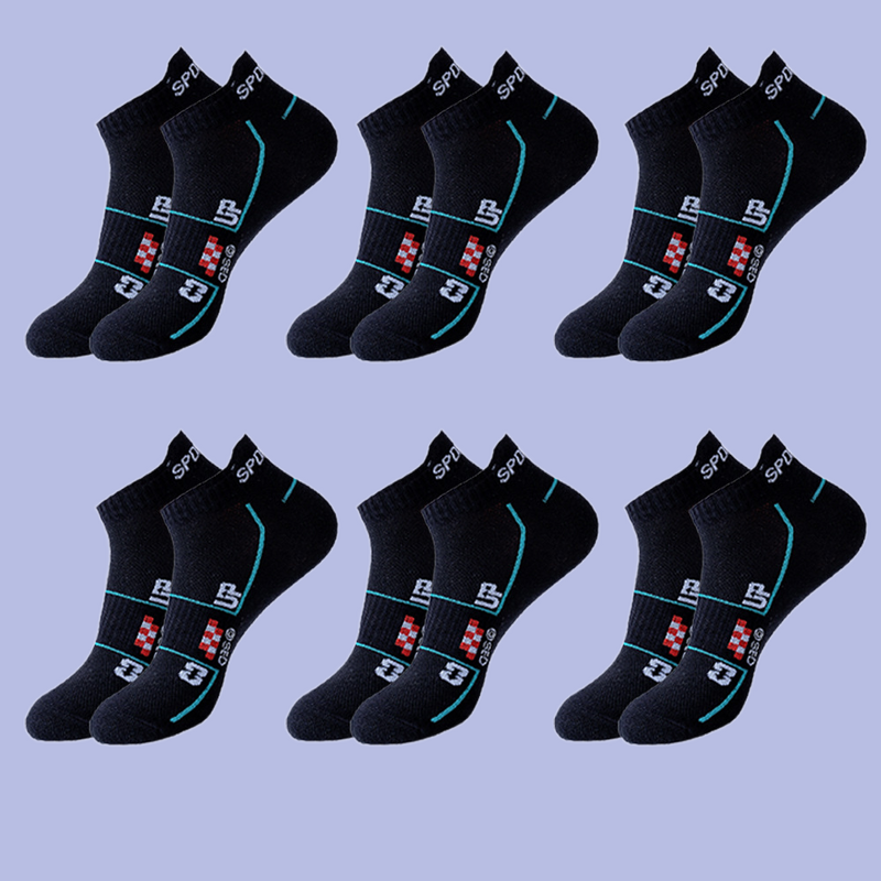 6 Pairs mesh sweat-absorbent and breathable men's low-cut socks Men's socks summer thin running sports socks