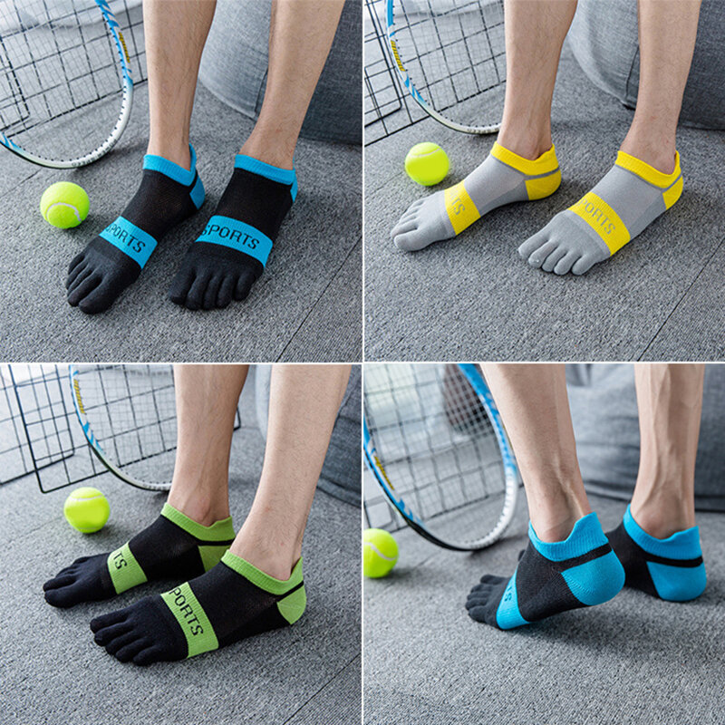 Reine Baumwolle Fünf Finger No Show Socken Herren Sport Atmungsaktive Komfortable Gestaltung Anti Reibung Ankle Socken Mit Zehen EU 36-45