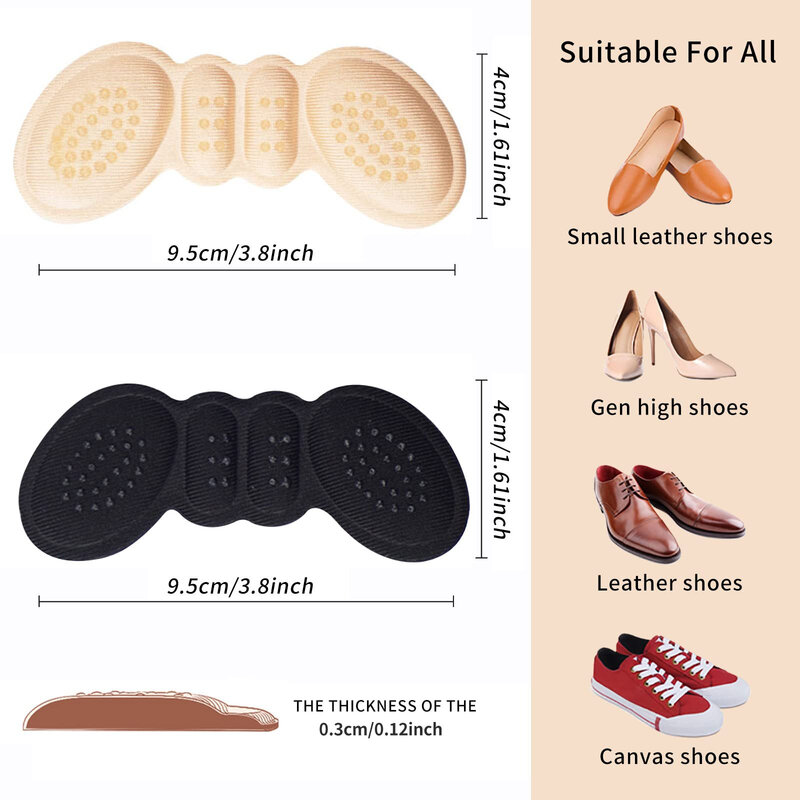 Solette adesive per tacco alto per riduttore di dimensioni delle scarpe protezione antiusura per fodera di riempimento cuscinetti autoadesivi per alleviare il dolore al tallone