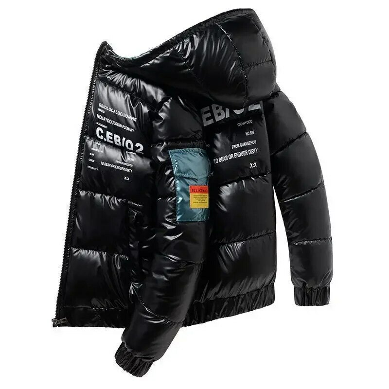 Мужская кожаная куртка с капюшоном, черная Водонепроницаемая теплая куртка с воротником-стойкой, повседневная верхняя одежда, осень-зима 2023