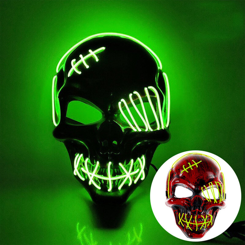 Masque d'Halloween Illuminé par LED, Costume de Cosplay Shoous In The Dark, Fournitures de Festival