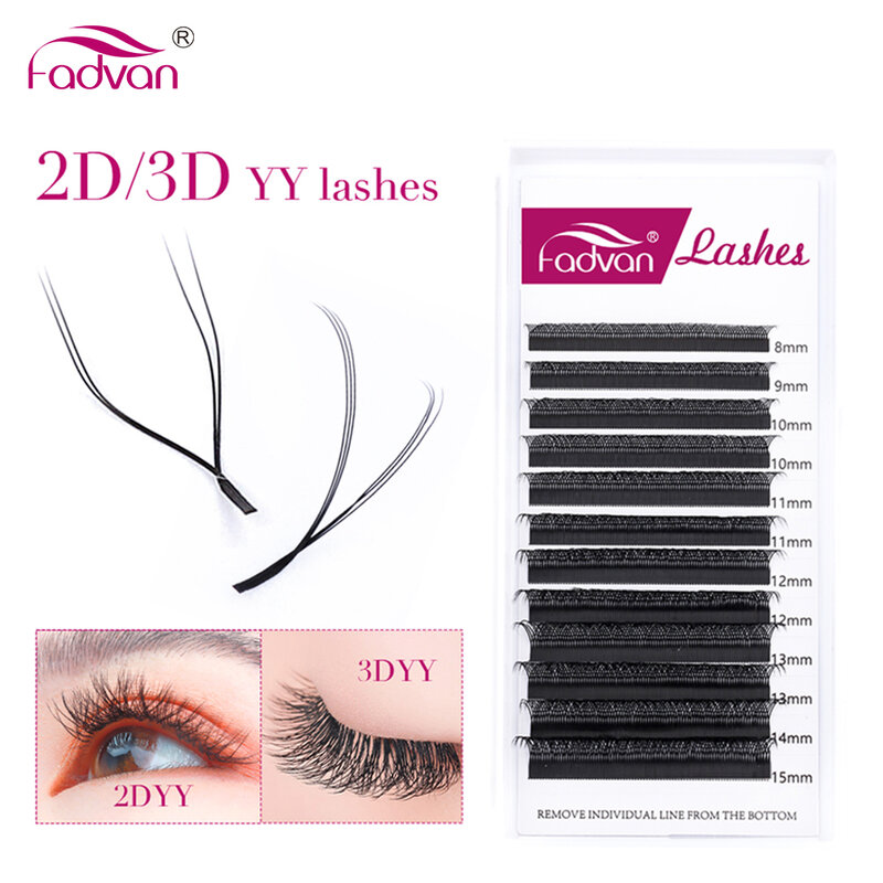 Fadvan YY Shape Lashes 2D/3D 0.05/0.07 Faux Mink C/D/L 8-15mm Natural Soft Brazilian Eyelash Premade Volume Fan Lashes Extension