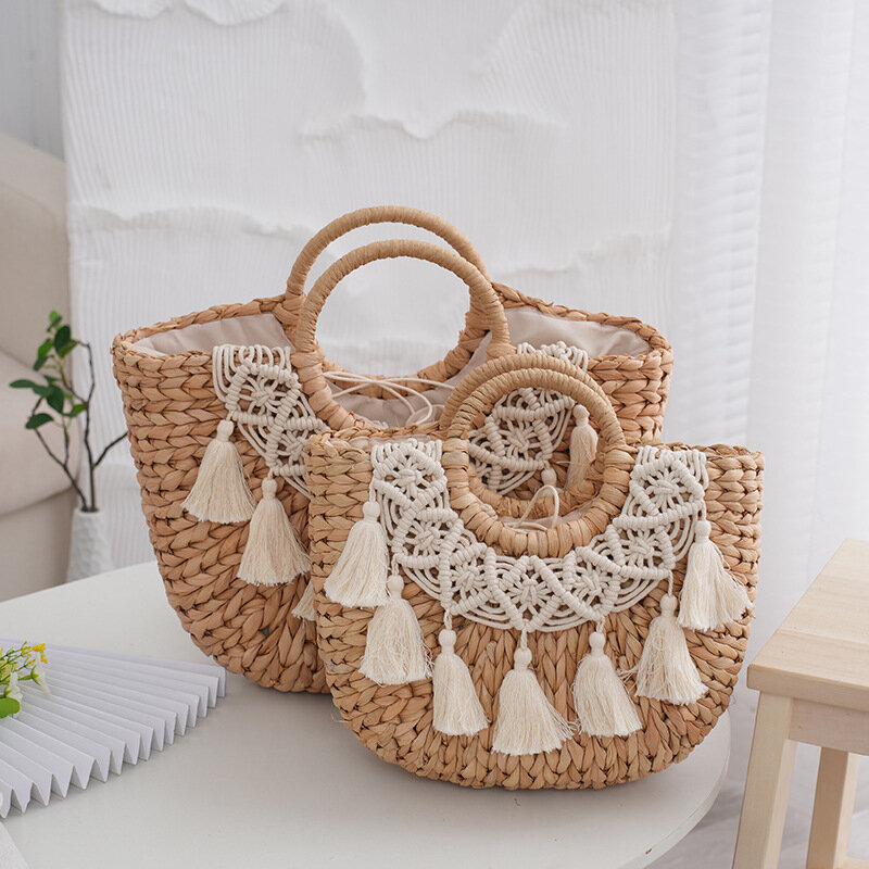 Grass Woven 2024 New Corn Skin Handbag Pastoral Style Weaving Casual Vine Woven Bag Retro Chinese Style Practical