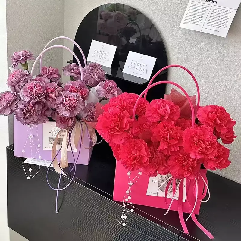 10pcs nuova borsa di carta Kraft impermeabile colorata regalo portatile Snack Bouquet borse Festival fiore confezione regalo borsa