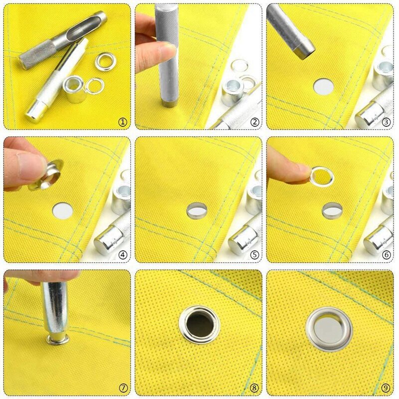 12Mm Grommet Tool Kit, 100 Sets Grommets Eyelets Punch Kit, Tarpaulin Repair Kit, For Fabric Curtains Leather Shoes Bag