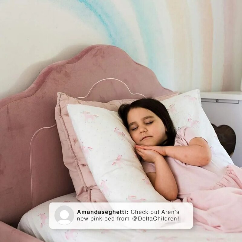 เตียงนอนเด็กหุ้มเบาะ, ชมพูกุหลาบ, 42.13x80.25x33.5นิ้ว (แพ็ค1)