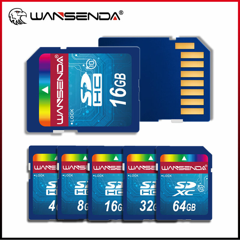 Wansenda-Cartão de memória Flash original, tamanho completo, cartão SD, SDHC, SDXC, cartão para dispositivos digitais, armazenamento de arquivos, 4GB, 8GB, 16GB, 32GB, 64GB