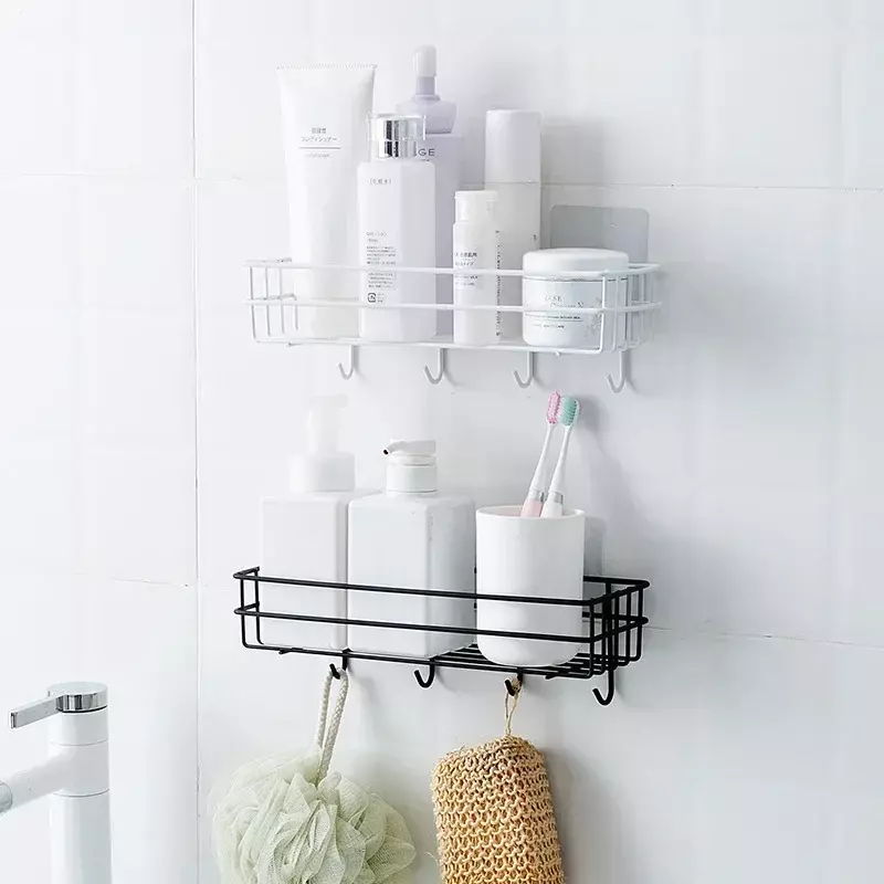 Japoński styl kutego żelaza półka łazienkowa prysznic do montażu na ścianie żel regał do przechowywania wc z darmowym przepychaczem stojak na przybory toaletowe