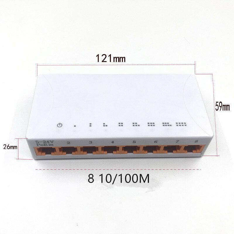 AT 1 Buah 100Mbps 8 Port Mini Fast Ethernet LAN RJ45 Jaringan Switch Switcher Hub VLAN Mendukung Diskon Besar
