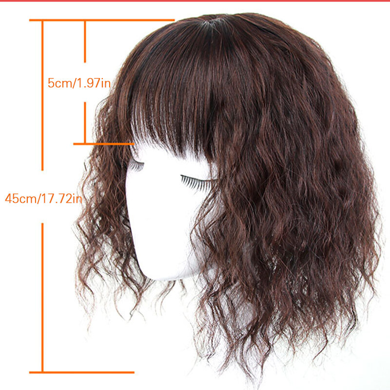 Peluca rizada corta y esponjosa para mujer, extensiones de cabello con flequillo, accesorios personalizados para el cabello, uso diario en fiestas
