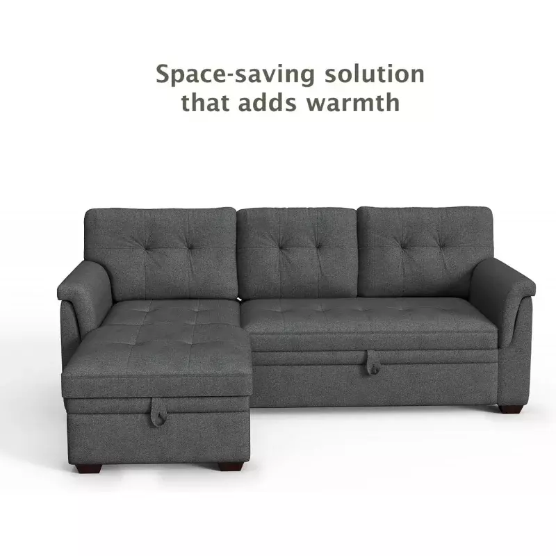 LOVMOR-sofá seccional en forma de L de 84 pulgadas, mueble Convertible para salón, cama extraíble y Chaise de almacenamiento para el hogar, sala de estar A